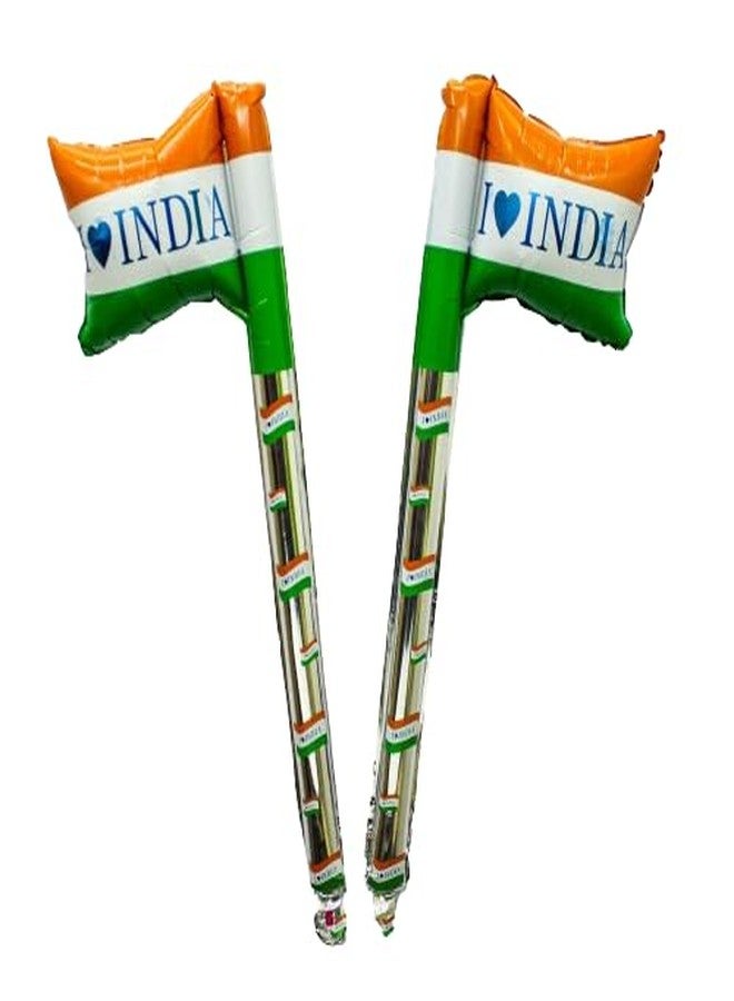 Atpata Funky Happy Republic Day Text Foil Balloons Set - 4pcs Tiranga Round Foil and 2pcs Indian Flag Shape Balloons for 26th January Celebrations, Perfect Decor for Republic Day Indian Theme Parties! - Image 2